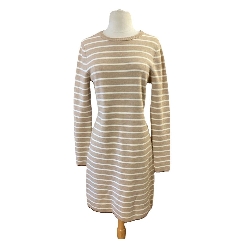 Vineyard vines‎ merino wool blend sweater dress Sz S Tan White Careerwear Costal